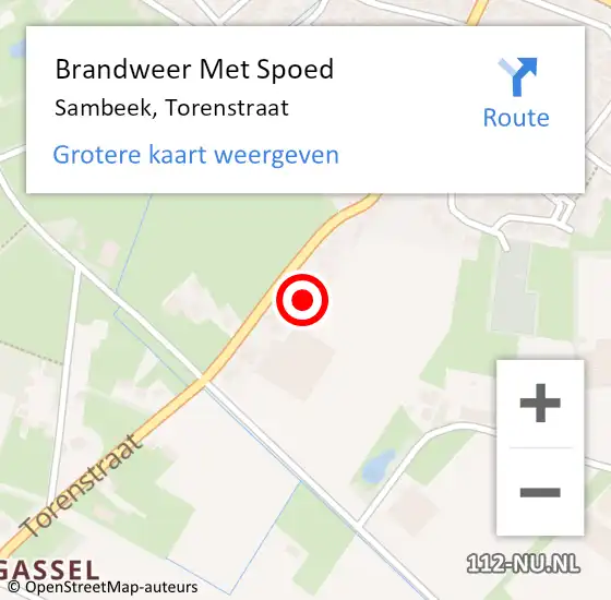 Locatie op kaart van de 112 melding: Brandweer Met Spoed Naar Sambeek, Torenstraat op 29 januari 2024 16:58