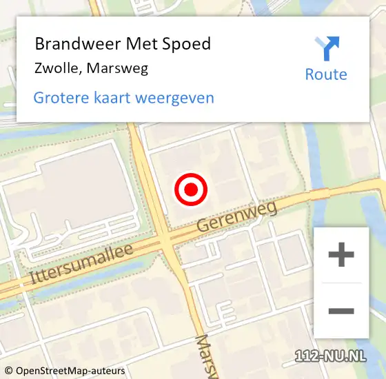 Locatie op kaart van de 112 melding: Brandweer Met Spoed Naar Zwolle, Marsweg op 29 januari 2024 17:09