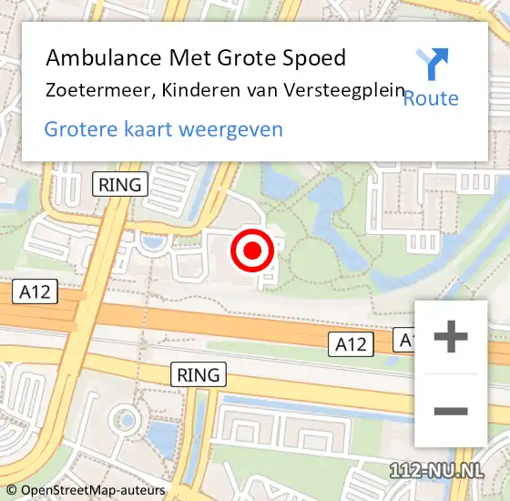 Locatie op kaart van de 112 melding: Ambulance Met Grote Spoed Naar Zoetermeer, Kinderen van Versteegplein op 29 januari 2024 17:10