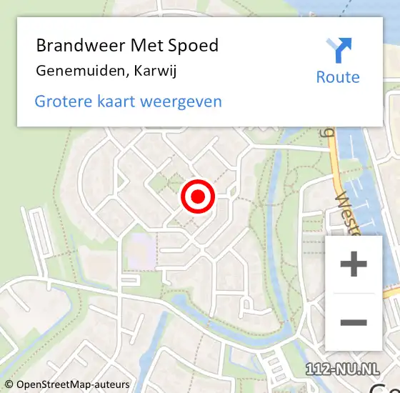 Locatie op kaart van de 112 melding: Brandweer Met Spoed Naar Genemuiden, Karwij op 29 januari 2024 17:46