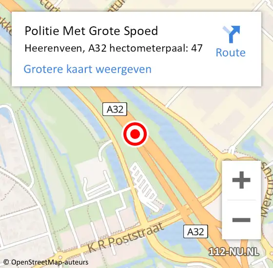 Locatie op kaart van de 112 melding: Politie Met Grote Spoed Naar Heerenveen, A32 hectometerpaal: 47 op 29 januari 2024 17:48
