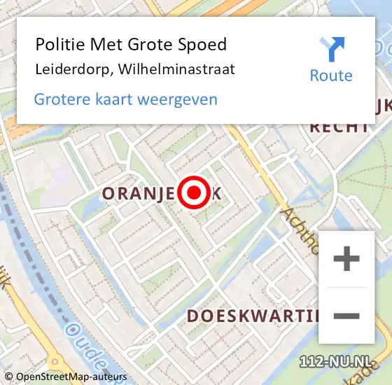 Locatie op kaart van de 112 melding: Politie Met Grote Spoed Naar Leiderdorp, Wilhelminastraat op 29 januari 2024 17:57