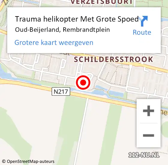 Locatie op kaart van de 112 melding: Trauma helikopter Met Grote Spoed Naar Oud-Beijerland, Rembrandtplein op 29 januari 2024 17:57