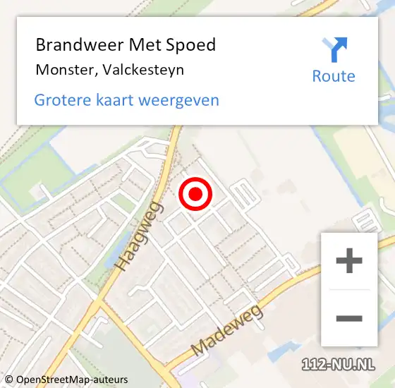 Locatie op kaart van de 112 melding: Brandweer Met Spoed Naar Monster, Valckesteyn op 29 januari 2024 18:05