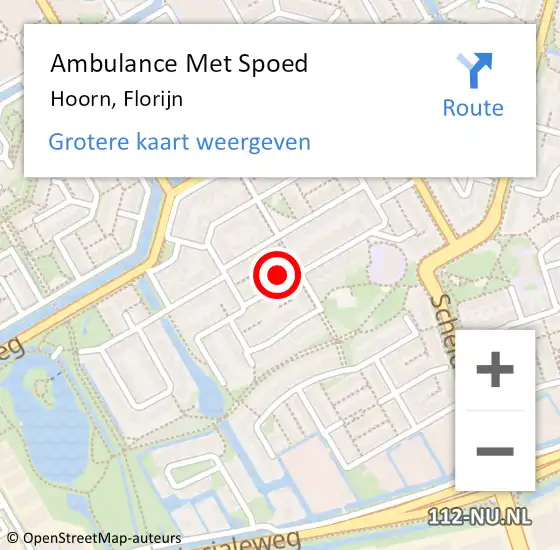 Locatie op kaart van de 112 melding: Ambulance Met Spoed Naar Hoorn, Florijn op 29 januari 2024 18:08