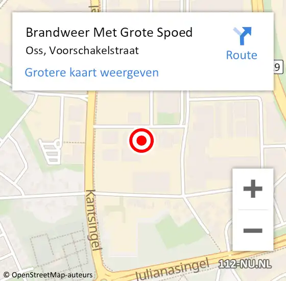 Locatie op kaart van de 112 melding: Brandweer Met Grote Spoed Naar Oss, Voorschakelstraat op 29 januari 2024 18:16