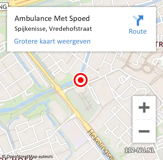 Locatie op kaart van de 112 melding: Ambulance Met Spoed Naar Spijkenisse, Vredehofstraat op 29 januari 2024 18:17