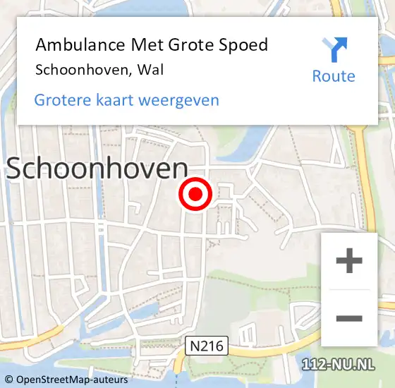 Locatie op kaart van de 112 melding: Ambulance Met Grote Spoed Naar Schoonhoven, Wal op 29 januari 2024 18:22