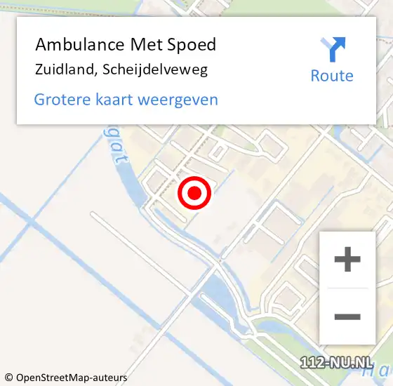 Locatie op kaart van de 112 melding: Ambulance Met Spoed Naar Zuidland, Scheijdelveweg op 29 januari 2024 18:28