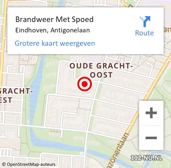 Locatie op kaart van de 112 melding: Brandweer Met Spoed Naar Eindhoven, Antigonelaan op 29 januari 2024 18:32