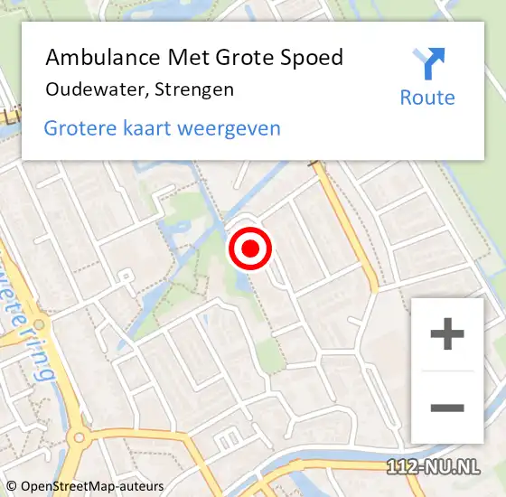 Locatie op kaart van de 112 melding: Ambulance Met Grote Spoed Naar Oudewater, Strengen op 29 januari 2024 18:39