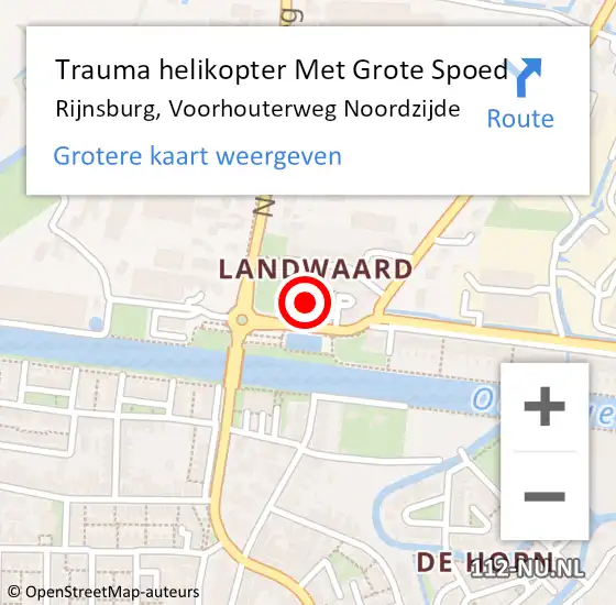 Locatie op kaart van de 112 melding: Trauma helikopter Met Grote Spoed Naar Rijnsburg, Voorhouterweg Noordzijde op 29 januari 2024 18:55