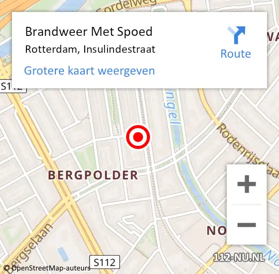 Locatie op kaart van de 112 melding: Brandweer Met Spoed Naar Rotterdam, Insulindestraat op 29 januari 2024 19:19