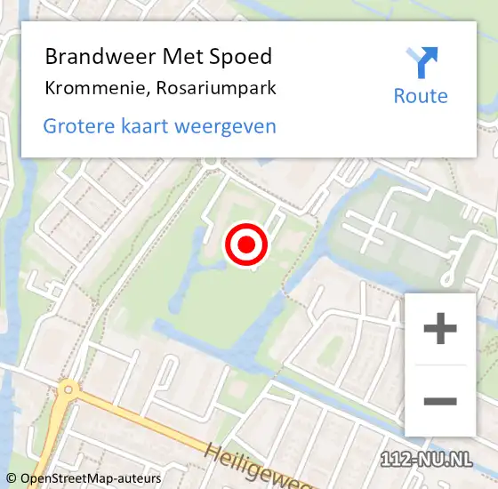 Locatie op kaart van de 112 melding: Brandweer Met Spoed Naar Krommenie, Rosariumpark op 29 januari 2024 19:40