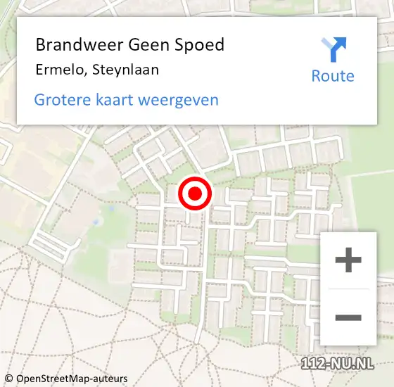 Locatie op kaart van de 112 melding: Brandweer Geen Spoed Naar Ermelo, Steynlaan op 29 januari 2024 19:44