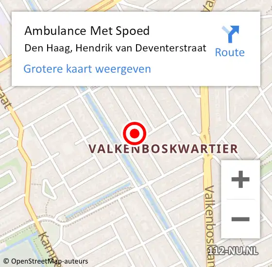 Locatie op kaart van de 112 melding: Ambulance Met Spoed Naar Den Haag, Hendrik van Deventerstraat op 29 januari 2024 20:17