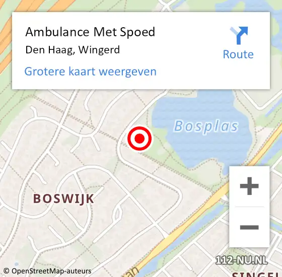Locatie op kaart van de 112 melding: Ambulance Met Spoed Naar Den Haag, Wingerd op 29 januari 2024 20:26