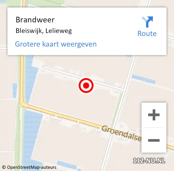 Locatie op kaart van de 112 melding: Brandweer Bleiswijk, Lelieweg op 29 januari 2024 20:32