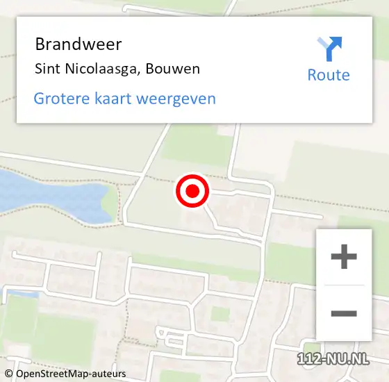 Locatie op kaart van de 112 melding: Brandweer Sint Nicolaasga, Bouwen op 29 januari 2024 21:16