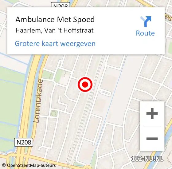 Locatie op kaart van de 112 melding: Ambulance Met Spoed Naar Haarlem, Van 't Hoffstraat op 29 januari 2024 21:17