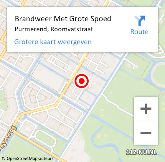 Locatie op kaart van de 112 melding: Brandweer Met Grote Spoed Naar Purmerend, Roomvatstraat op 29 januari 2024 21:29