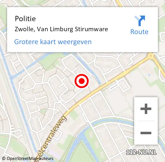 Locatie op kaart van de 112 melding: Politie Zwolle, Van Limburg Stirumware op 29 januari 2024 21:40