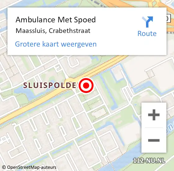 Locatie op kaart van de 112 melding: Ambulance Met Spoed Naar Maassluis, Crabethstraat op 29 januari 2024 21:42