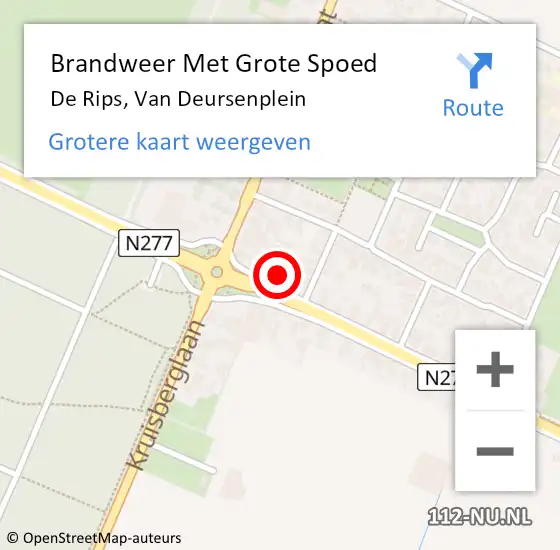 Locatie op kaart van de 112 melding: Brandweer Met Grote Spoed Naar De Rips, Van Deursenplein op 29 januari 2024 21:52