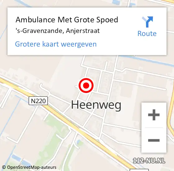 Locatie op kaart van de 112 melding: Ambulance Met Grote Spoed Naar 's-Gravenzande, Anjerstraat op 29 januari 2024 22:21