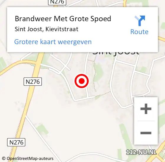 Locatie op kaart van de 112 melding: Brandweer Met Grote Spoed Naar Sint Joost, Kievitstraat op 29 januari 2024 22:42