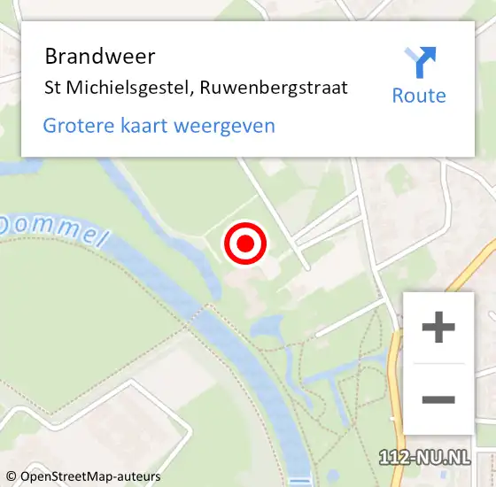 Locatie op kaart van de 112 melding: Brandweer St Michielsgestel, Ruwenbergstraat op 24 september 2014 00:03