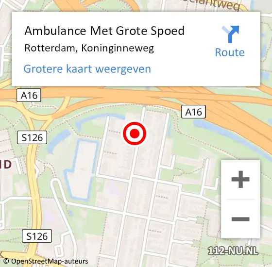 Locatie op kaart van de 112 melding: Ambulance Met Grote Spoed Naar Rotterdam, Koninginneweg op 29 januari 2024 23:01