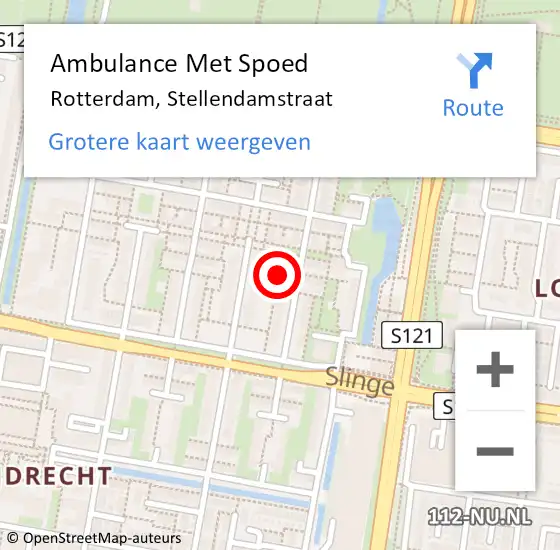Locatie op kaart van de 112 melding: Ambulance Met Spoed Naar Rotterdam, Stellendamstraat op 29 januari 2024 23:38