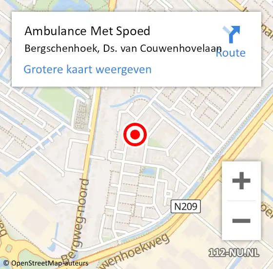 Locatie op kaart van de 112 melding: Ambulance Met Spoed Naar Bergschenhoek, Ds. van Couwenhovelaan op 29 januari 2024 23:41