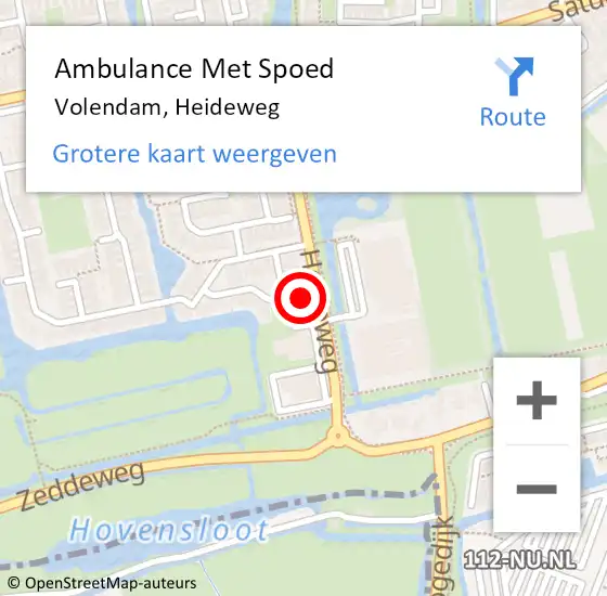 Locatie op kaart van de 112 melding: Ambulance Met Spoed Naar Volendam, Heideweg op 29 januari 2024 23:45