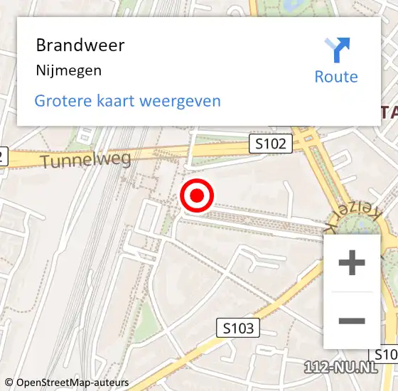 Locatie op kaart van de 112 melding: Brandweer Nijmegen op 24 september 2014 00:13