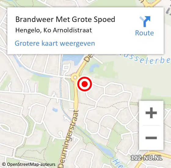 Locatie op kaart van de 112 melding: Brandweer Met Grote Spoed Naar Hengelo, Ko Arnoldistraat op 30 januari 2024 00:07