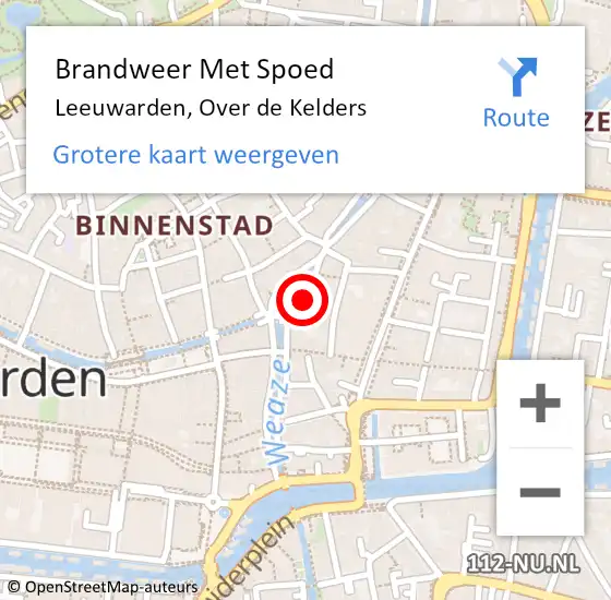 Locatie op kaart van de 112 melding: Brandweer Met Spoed Naar Leeuwarden, Over de Kelders op 30 januari 2024 00:36