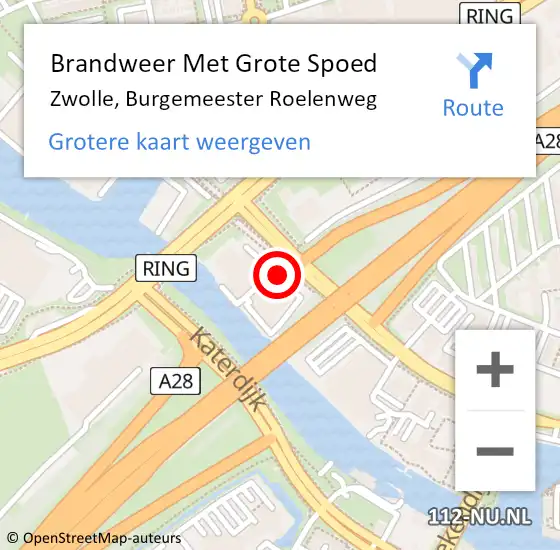 Locatie op kaart van de 112 melding: Brandweer Met Grote Spoed Naar Zwolle, Burgemeester Roelenweg op 30 januari 2024 00:49