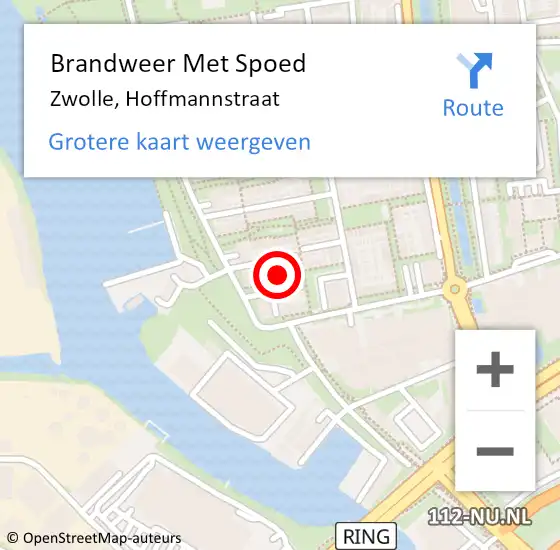 Locatie op kaart van de 112 melding: Brandweer Met Spoed Naar Zwolle, Hoffmannstraat op 30 januari 2024 01:07