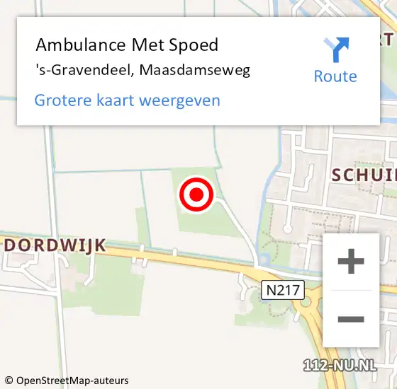 Locatie op kaart van de 112 melding: Ambulance Met Spoed Naar 's-Gravendeel, Maasdamseweg op 30 januari 2024 01:56