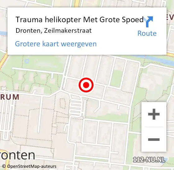Locatie op kaart van de 112 melding: Trauma helikopter Met Grote Spoed Naar Dronten, Zeilmakerstraat op 30 januari 2024 02:40
