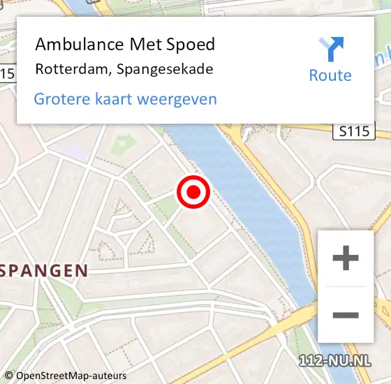 Locatie op kaart van de 112 melding: Ambulance Met Spoed Naar Rotterdam, Spangesekade op 30 januari 2024 02:43