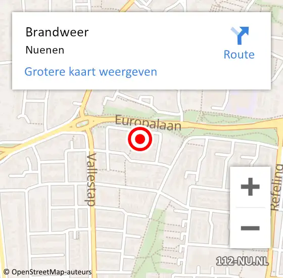 Locatie op kaart van de 112 melding: Brandweer Nuenen op 30 januari 2024 03:09