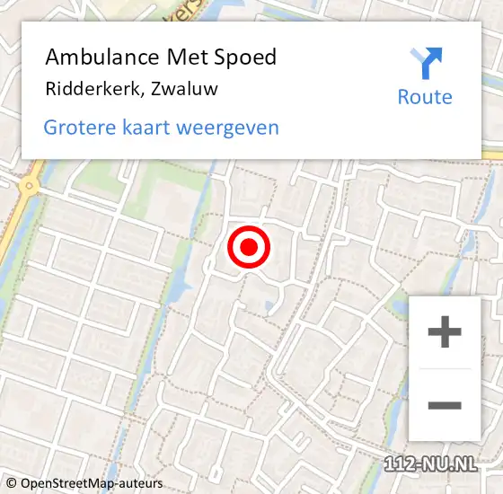 Locatie op kaart van de 112 melding: Ambulance Met Spoed Naar Ridderkerk, Zwaluw op 30 januari 2024 05:22