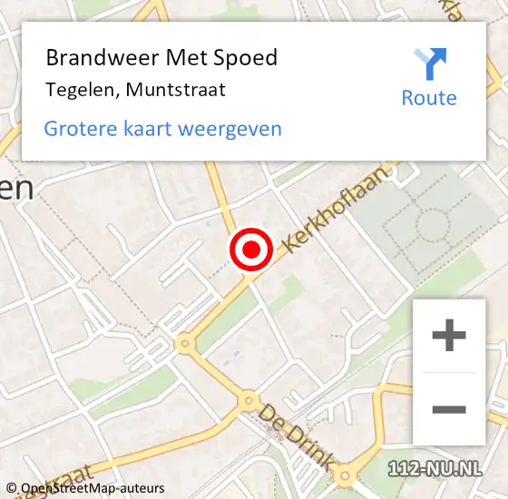 Locatie op kaart van de 112 melding: Brandweer Met Spoed Naar Tegelen, Muntstraat op 30 januari 2024 05:25