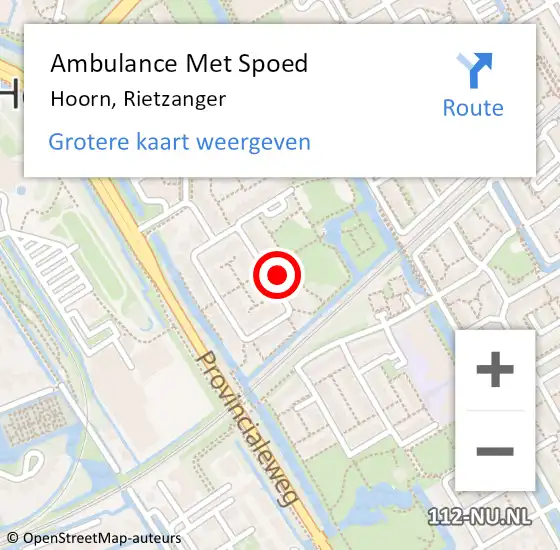 Locatie op kaart van de 112 melding: Ambulance Met Spoed Naar Hoorn, Rietzanger op 30 januari 2024 05:30