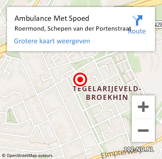 Locatie op kaart van de 112 melding: Ambulance Met Spoed Naar Roermond, Schepen van der Portenstraat op 30 januari 2024 06:17