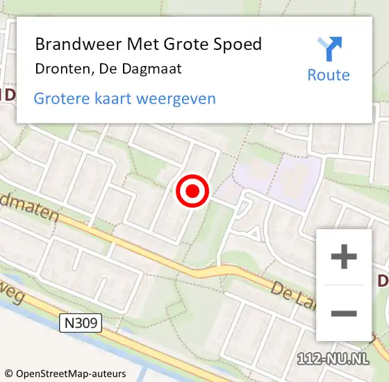 Locatie op kaart van de 112 melding: Brandweer Met Grote Spoed Naar Dronten, De Dagmaat op 30 januari 2024 06:23