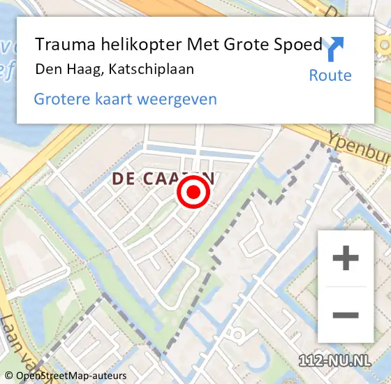 Locatie op kaart van de 112 melding: Trauma helikopter Met Grote Spoed Naar Den Haag, Katschiplaan op 30 januari 2024 06:32